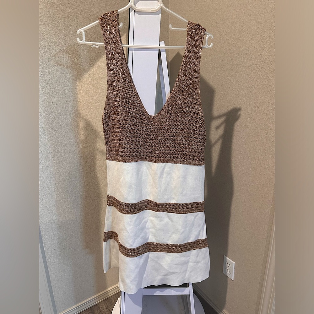 Bronze crochet design high end summer dress